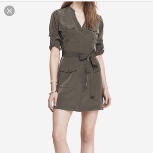 EXPRESS Olive Military Shirt Dress